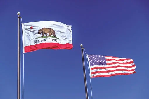 Flagge USA und Kalifornien